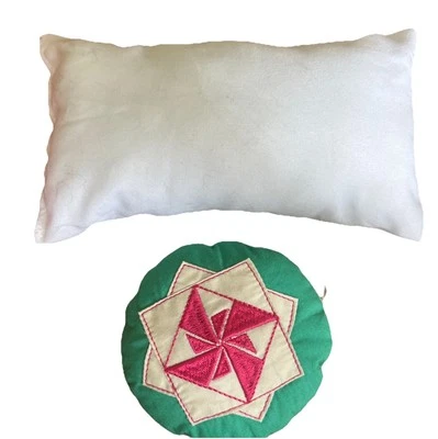 American Girl Doll Bed Kit's Aqua Metal Day Bed pillow and plain white pillow - Image 1 of 4