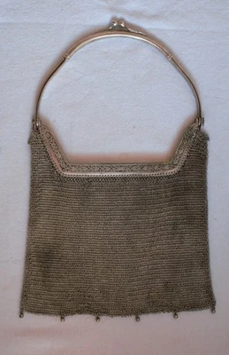 ANTICA BORSETTA A RETE ARGENTO 800 PUNZONATO MOD. BREVETTATO PRIMI DEL '900 - Immagine 1 di 4