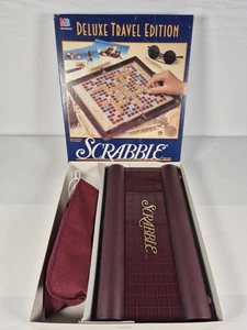 Azulejos de madera Milton Bradley 1990 Scrabble edición de viaje de lujo completos  - Imagen 1 de 10