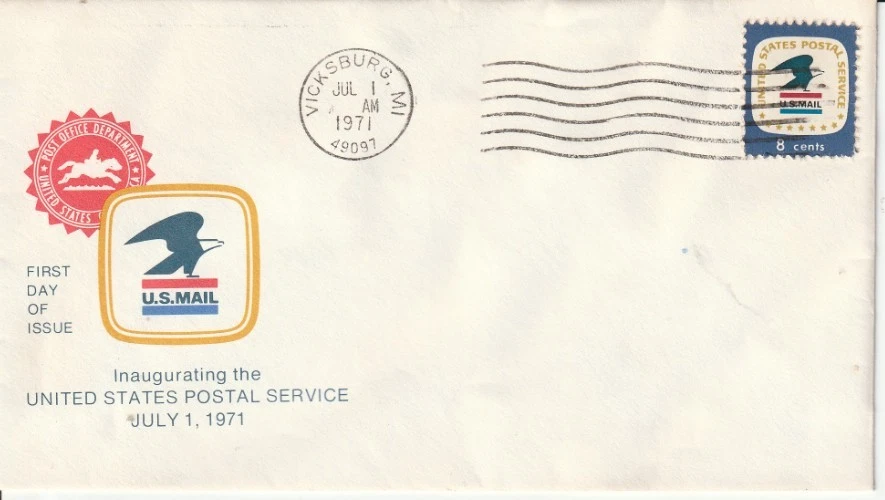 1396 8 cent Postal Service 7-1-71 FDC First Day Vicksburg Michigan - Image 1 of 1