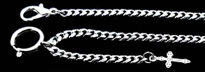 Stainless Steel Pocket Watch Chain With CROSS Fob Clasp - Image 1 of 4
