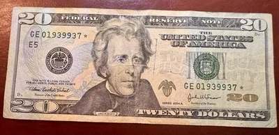 2004A $20 Federal Reserve Star Note – GE 01939937 Star – Circulated - Image 1 of 2