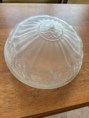 vasque ou coupe de lustre verre dépoli décor de fleurs - Photo 1/4