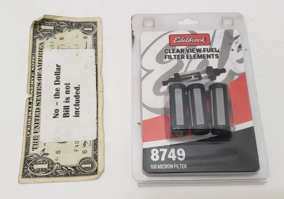 Elementos de filtro de combustível Edelbrock Clear View (3) - Modelo 8749 - Filtro de 100 mícrons - Imagem 1 de 4