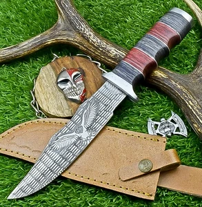 Coltello da caccia in acciaio J2 fatto a mano premium - coltello Bowie da esterno con fodero SN-6778 - Foto 1 di 10