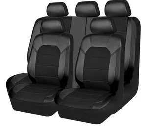 CAR PASS Nappa PU Leather, Universal Fit, Full Set Car Seat Covers, Black - Picture 1 of 1