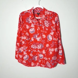 Talbots geknöpfte Bluse Top Gr. PL Large Petite, rot Blumen Baumwolle Freizeit Karriere - Bild 1 von 8