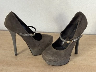 Fendi Grey SuedeStiletto Heel Platform Pumps Size 38-8US - Image 1 of 4
