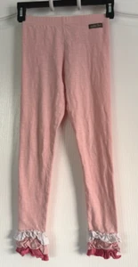 Matilda Jane Pants Leggings Pink White Ruffles Hem Size 8 - Picture 1 of 6