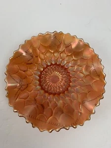 Dugan Carnival Glasschale Waage geriffelter Rand geprägtes Muster Sonnenblume Vintage - Bild 1 von 6