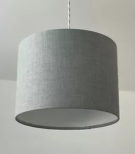 Lampshade Pale Blue Textured Woven Crosshatch Drum Light Shade - Picture 1 of 9