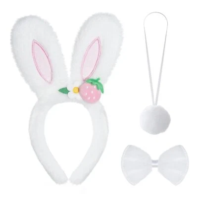 Bunny Rabbit Costume Set Easter Bunny Ears Headband Bow Ties Tail Set Cute Ra... - Image 1 of 4