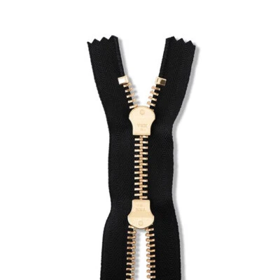YKK #10 7"- 48" Brass Two Way Non-Separating Coverall Zipper Select Color Length - Image 1 of 3