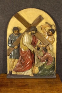 Cruz antigua relieve 60x83 cm Vía Crucis Cristo yeso escultura alrededor de 1900 *2278 - Imagen 1 de 12