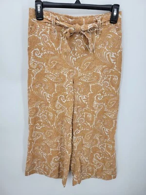 Pantalones Sigrid Olsen Para Mujer XS Naranja Cachemira Lino Pierna Ancha Recortados Boho Artísticos Foto 1 de 4