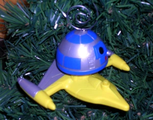 STAR WARS R2-D2 IN NABOO FIGHTER CUSTOM CHRISTMAS ORNAMENT #2 WITH SOUND! RARE! - Picture 1 of 7