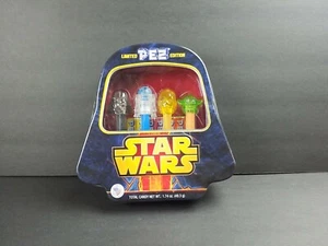 STAR WARS LE Pez Tin Gift Set of 4 Candy Dispensers Yoda Darth R2-D2 C3PO NEW - Picture 1 of 9