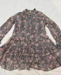 HANNAH BANANA tween girls 10 l/s animal print floral tiered party dress - Picture 1 of 4