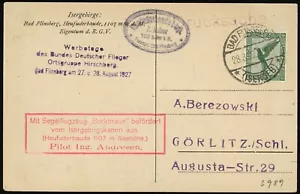 Deutschland Bad Flinsberg Burkbraun Segelflug Postkarte 1927 Jelenia Góra Polen - Bild 1 von 2