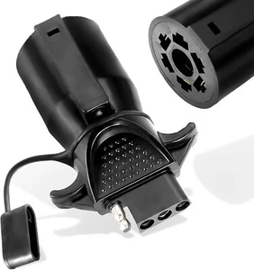 7 Pin to 4 Flat Trailer Adapter Waterproof 7 Way Blade to 4 Pin Plug RV Truck - Picture 1 of 14