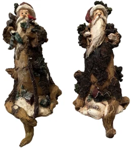 Old World Santa Stocking Holders Shelf Sitters Folk Art Rustic Vintage 7” Tall - Bild 1 von 15