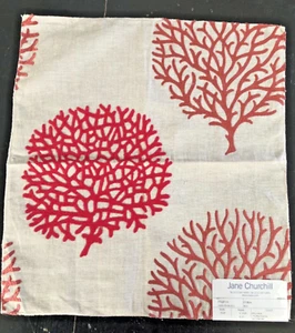 JANE CHURCHILL Cora in Red 16 1/2 x 18" Linen Blend Embroidered Fabric Sample - Picture 1 of 3