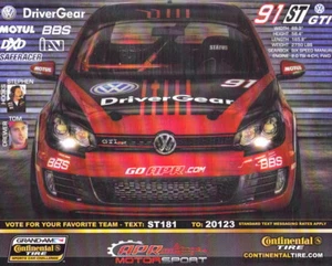 2010 APR Motorsport #91 "2nd Version" Volkswagen GTI Continental Tire Hero Card - Picture 1 of 1