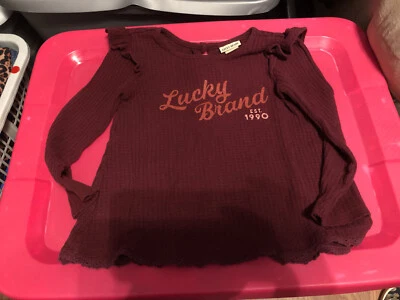 Lucky Brand girls long sleeve maroon logo shirt size 4 - Image 1 of 4