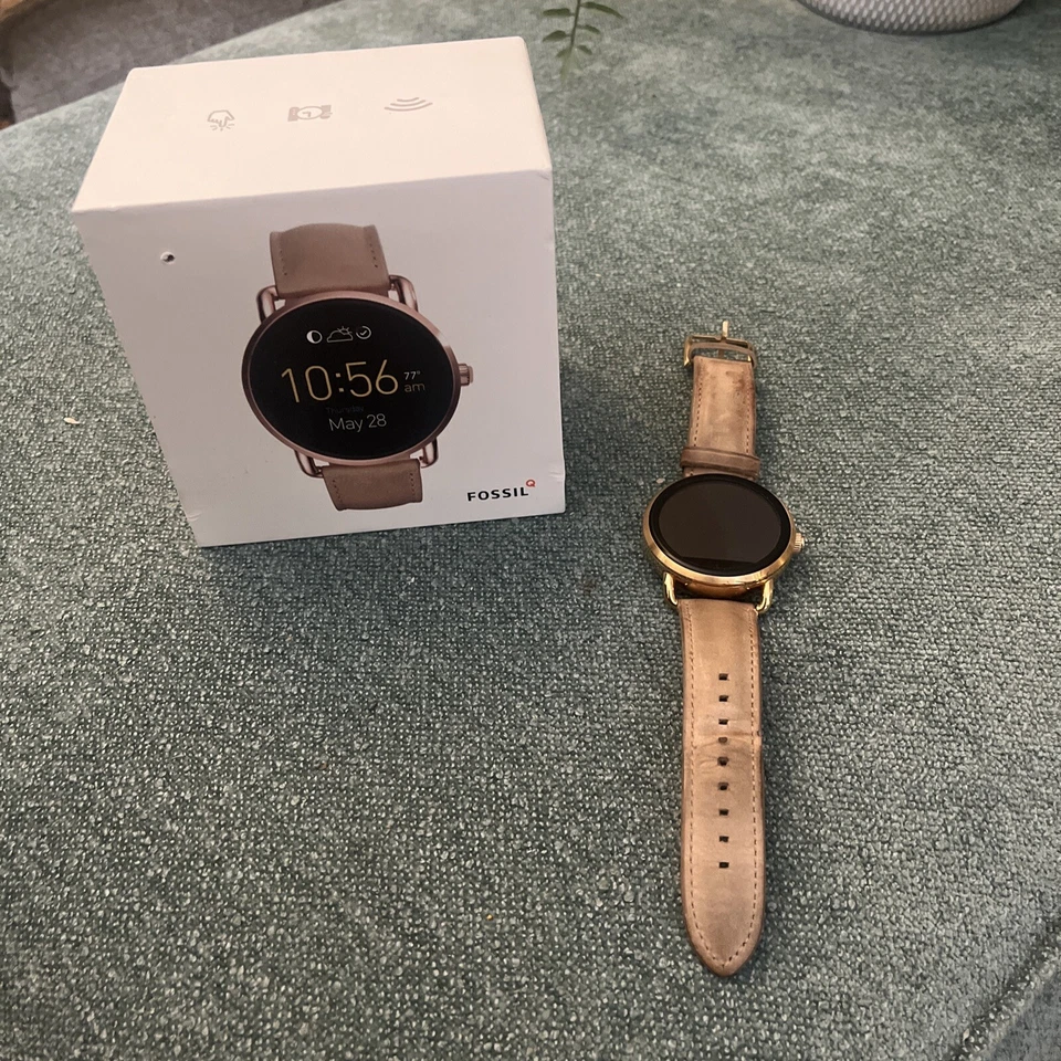 Fossil Q Gen. 2 Wander 45mm Smartwatch rosegoldfarbenes Lederband FTW2102 - Bild 1 von 4
