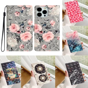 3D Shockproof Painted Flip Wallet Case Phone Cover for iPhone 16 15 14 13 12 11 - Picture 1 of 22