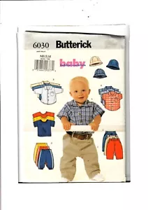 Butterick 6030 Sewing Pattern Infants SHIRT PANTS HAT Size NB-M UC FF - Picture 1 of 2