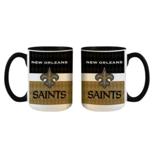 New Orleans Saints Coffee Large Stripe Mug-Officially Licensed by NFL 15oz - Picture 1 of 1