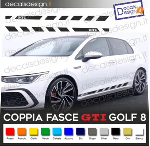 Fasce laterali strisce adesive GTI per GOLF 8 stripes tuning sport decals VW - Foto 1 di 1