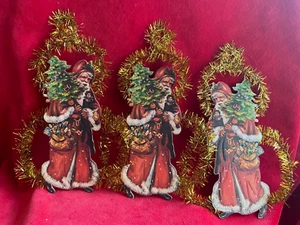 Vintage lot 3- Santa's Die Cut Christmas Hanging Ornaments - Picture 1 of 2