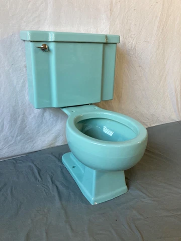Vtg Mid Century Spruce Green Porcelain Toilet Old Kohler WellWorth 370-22E Cover