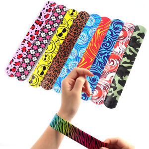 30PCS Snap Bracelets Kids Wrist Slap bands Colorful Party Bag Filler Toy Gift