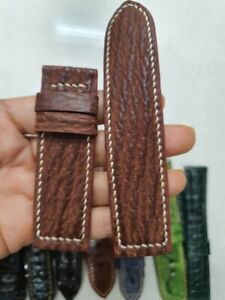 BROWN SHARK GENUINE LEATHER SKIN WATCH STRAP BAND 24MM (OR MAKE ALL REQUEST)