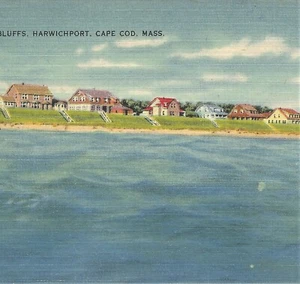 Cartolina MA Harwich Port Wyndemere Bluffs Cape Cod Summer Cottages c1940s - Foto 1 di 3
