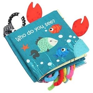 Fish Baby Books Toys, Touch and Feel Cloth Crinkle Books for Babies, Infant - Picture 1 of 7