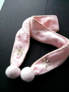 Gap Girl's Pink Winter Scarf Embroidered Snowflake and Pompoms - Picture 1 of 11