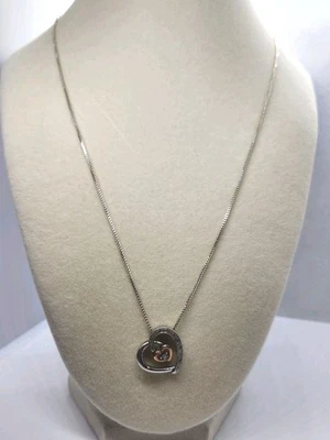 Kay Jewelers 10K Gold & 925 Sterling Silver Diamond Heart Necklace - Read Desc. - Image 1 of 4