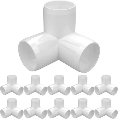 letsFix 1-1/2" PVC Fittings 3 Way (10-Pack) Furniture Grade, Elbow Connector,...