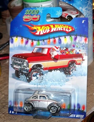 Hot Wheels 2009 Holiday Rods Custom (Baja) Volkswagen Beetle pilotos reales ¡En muy buen estado! Foto 1 de 4