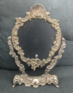 Vintage Ornate Art Nouveau Dresser Vanity Swing Mirror Cherubs 12.5" Frame On;y - Picture 1 of 11