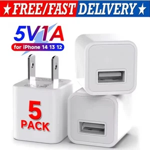 5x White 1A USB Power Adapter AC Home Wall Charger US Plug FOR iPhone 5 6 7 8 X - Picture 1 of 10