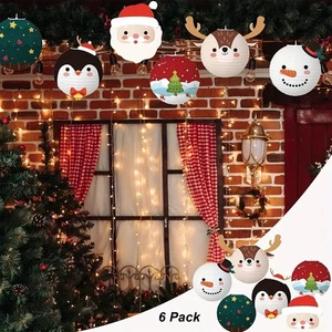 6x Kids Fun Paper Christmas Hanging Paper Lantern Party Decor Shop Window - Picture 1 of 12