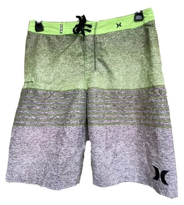 Pantalones Cortos de Tabla HURLEY Para Hombre Talla 20/30 Gris Verde Rayas Hombre Cremallera Bolsillo Lateral Foto 1 de 4