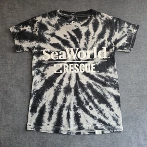 SeaWorld Rescue Rehab Return Killer Whale Kids Black White Tie Dye T-Shirt XS - Picture 1 of 3