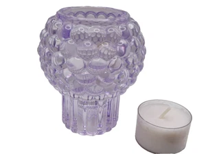 New Double Ended Purple Bubble Glass Dinner + Tealight Candle Holder Inc Candles - Picture 1 of 12