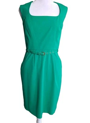 Shoshanna Belted Dress Green Pockets Lined Business Casual Sz 2 - Image 1 of 4